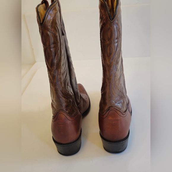 Ramrods Unisex Cowboy Western Pull Up Leather Boots Tan Brown Size 10.5 D - Picture 6 of 17